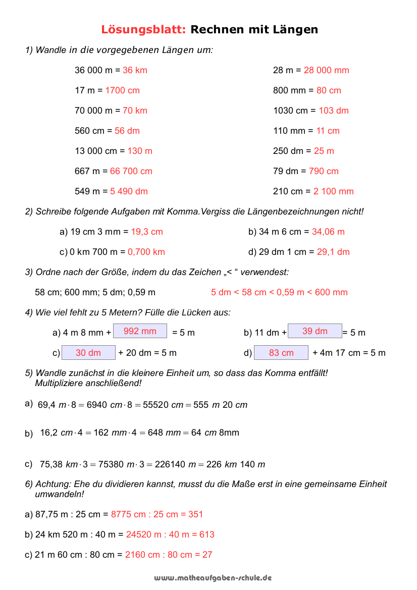 Mathe 5. Klasse Übungsblätter